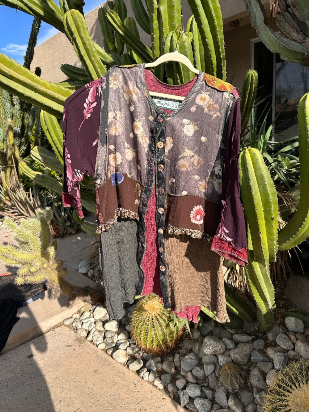 Vintage Nothing Matches Art to Wear Mixed Media Patchwork Cardigan Top | Size 3